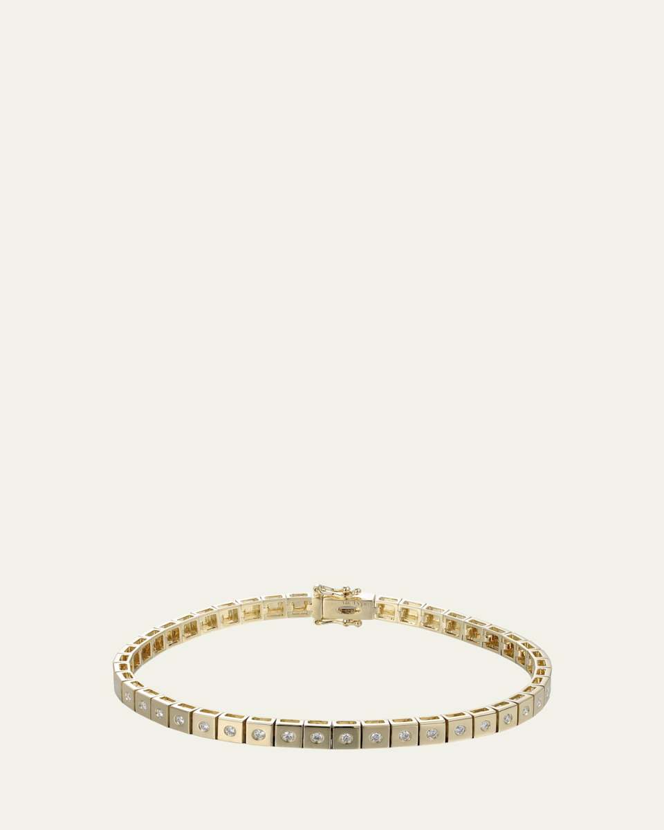 14K Yellow Gold LEGGO Mini Diamond Tennis Bracelet, 6.75"L